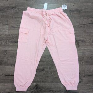 FULL CIRCLE TRENDS Trendy Plus Size Cargo Joggers Pink 2X B4HP
